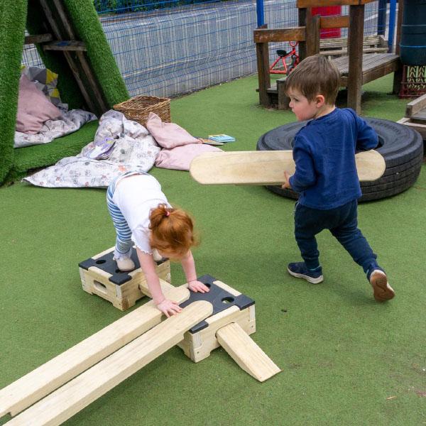 nursery children playing with Play Builder Apprentice Set