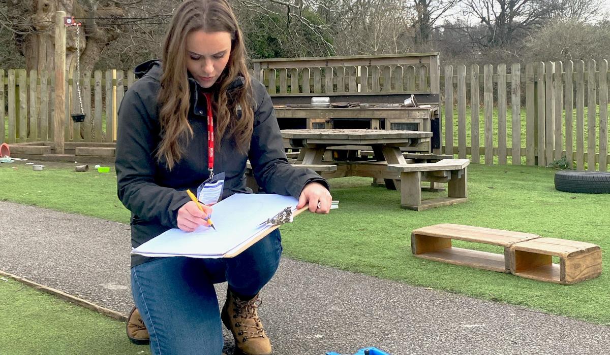 Outdoor Learning Consultant sketching ideas for playground design