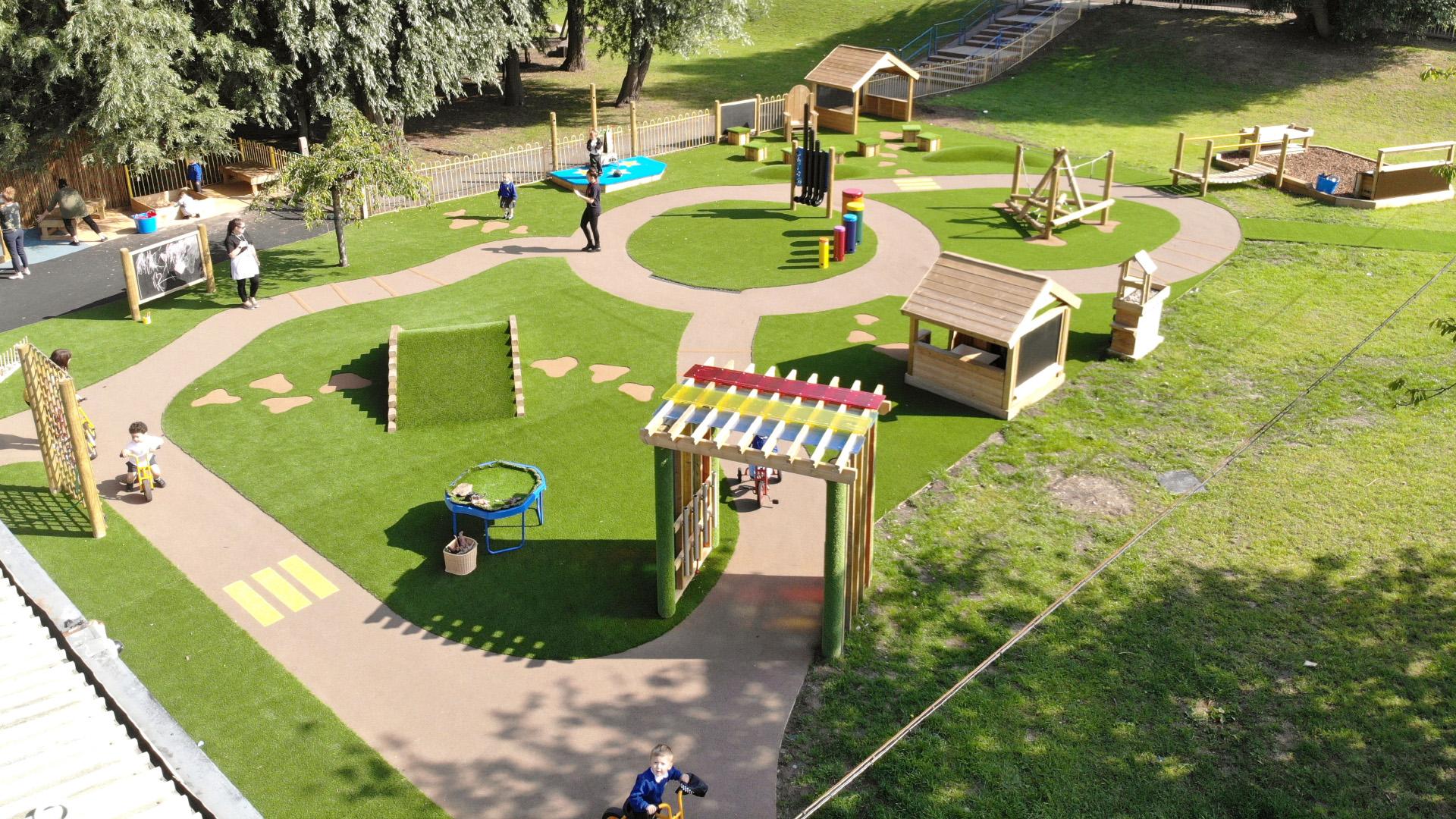 large outdoor EYFS play area for students to develop their physical and social skills