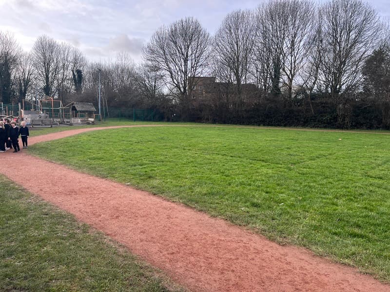 empty playground field of primary school setting